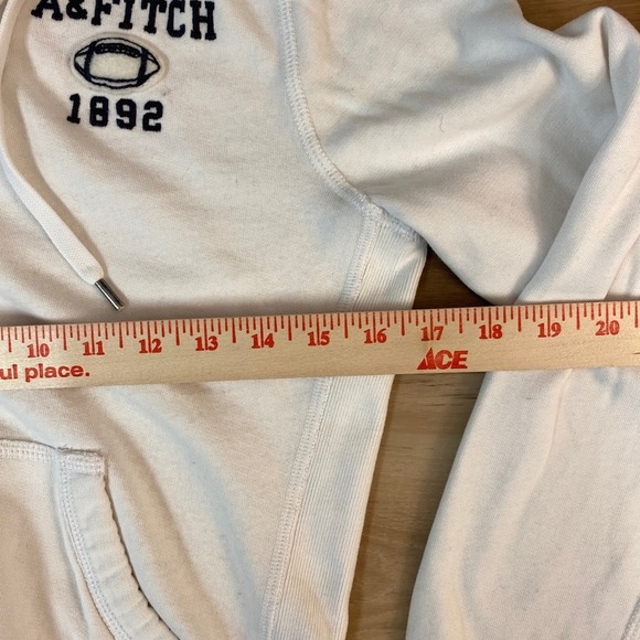 Abercrombie & Fitch White Full Zip Hoodie Sweatshirt A&F Football 1892 Large - Picture 8 of 14